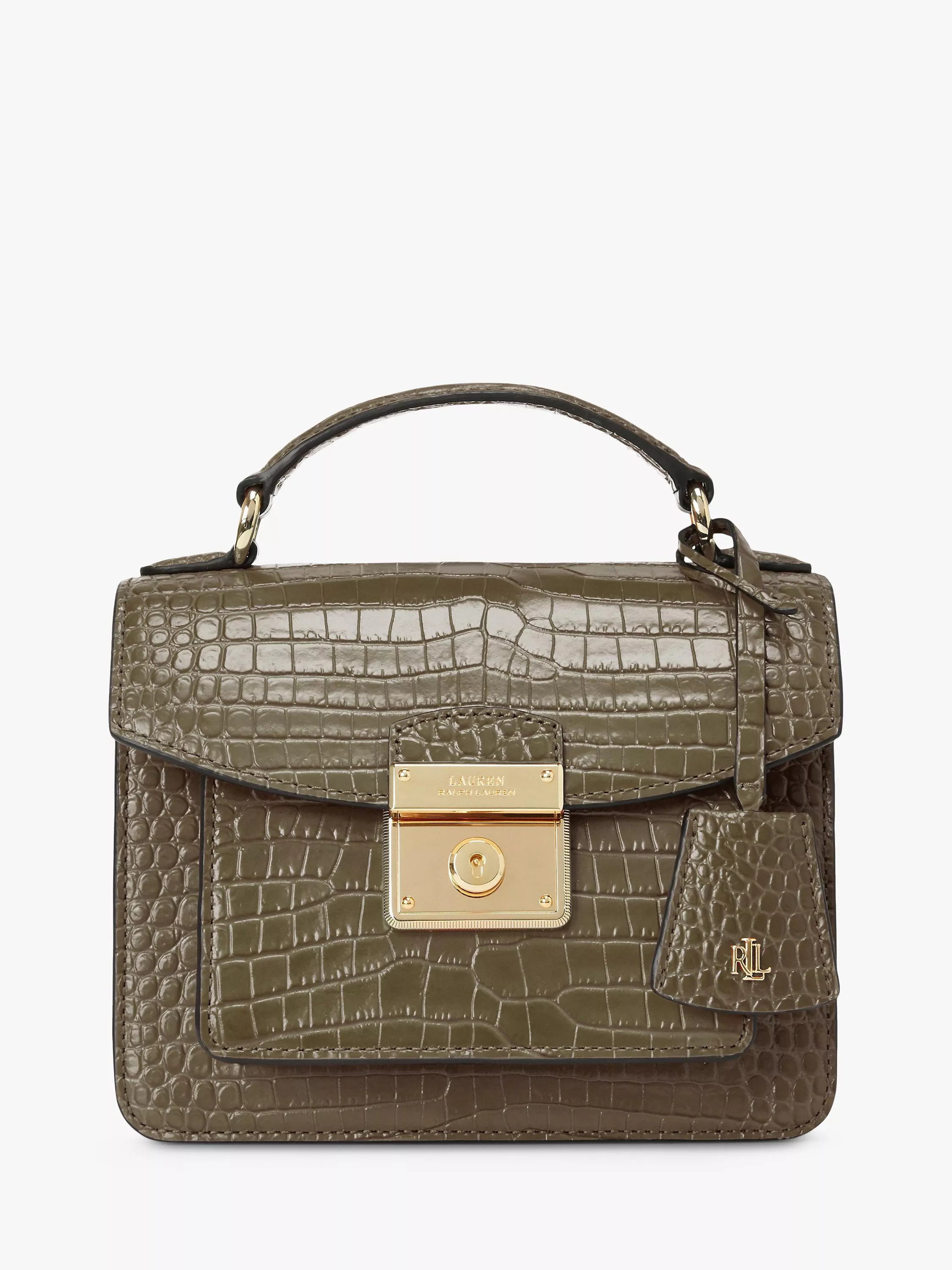 Lauren Ralph Lauren Beckett 19 Leather Satchel Bag, Deep Olive