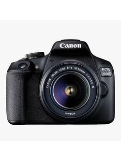 Canon EOS 2000D Digital SLR Camera with 18-55mm III DC Lens, 1080p Full HD, 24.1MP, Wi-Fi, NFC, Optical Viewfinder, 3" LCD Screen, Black, Black