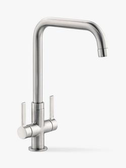 John Lewis Quad 2 Lever Kitchen Mixer Tap, Brushed Nickel