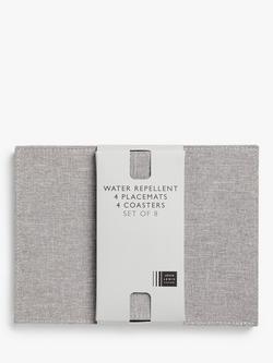 John Lewis Water Repellant Placemat & Coaster Set, 8 Piece, Grey - view 2, Grey