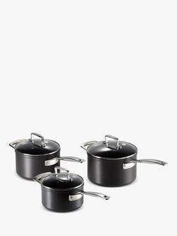 Le Creuset Toughened Non-Stick Saucepan & Lid Set, 3 Piece, Black