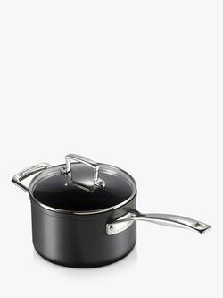 Le Creuset Toughened Non-Stick Saucepan & Lid Set, 3 Piece - view 2, Black