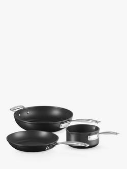 Le Creuset Toughened Non-Stick Deep Saucepan & Frying Pans Set, 3 Piece, Black