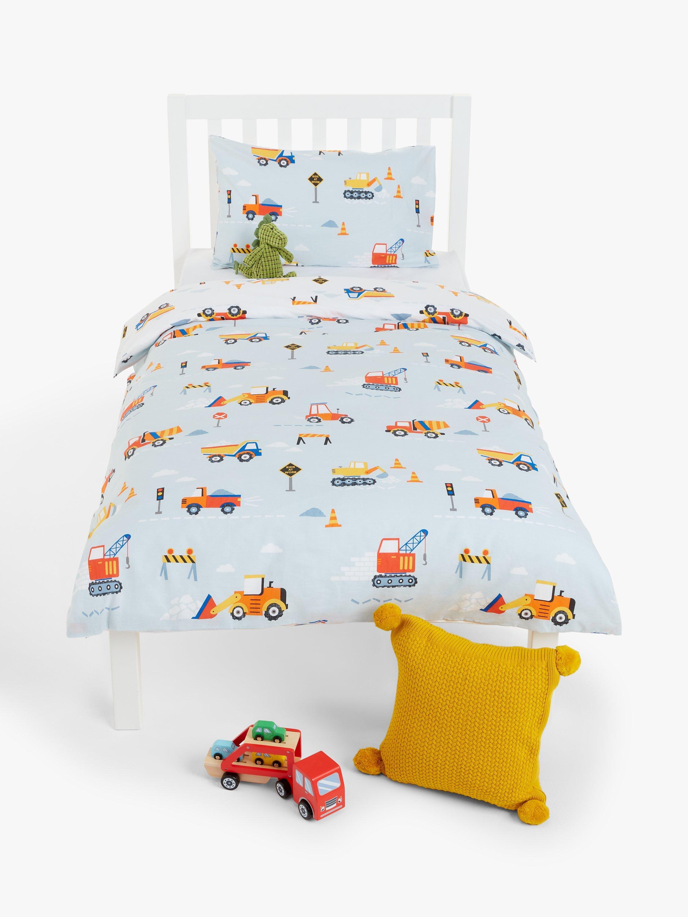 John Lewis Construction Reversible Pure Cotton Duvet Cover and Pillowcase Set Single Multi