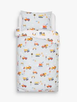 John Lewis Construction Reversible Pure Cotton Duvet Cover and Pillowcase Set, Single, Multi - view 2, Multi