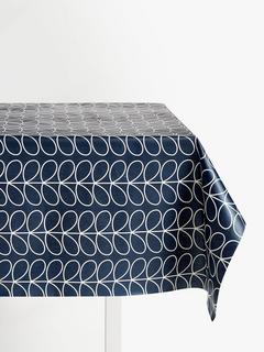 Orla Kiely Linear Stem Oilcloth Tablecloth Fabric, Navy