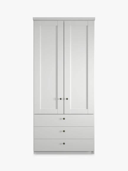 John Lewis Marlow 100cm Hinged Wardrobe with 3 Drawers - view 2, White