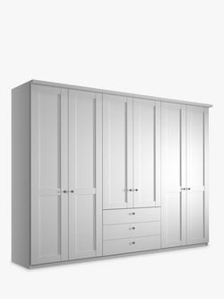 John Lewis Marlow 300cm Hinged Door Wardrobe with 3 Drawers, White