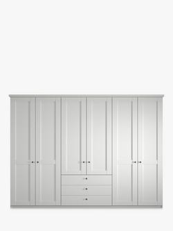 John Lewis Marlow 300cm Hinged Door Wardrobe with 3 Drawers - view 2, White