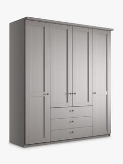 John Lewis Marlow 200cm Hinged Door Wardrobe with 3 Drawers, Pebble Grey