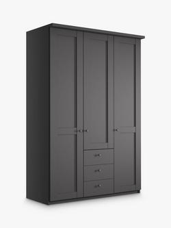 John Lewis Marlow 150cm Hinged Door Wardrobe with 3 Drawers, Graphite