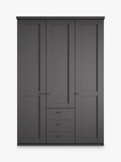John Lewis Marlow 150cm Hinged Door Wardrobe with 3 Drawers - view 2, Graphite