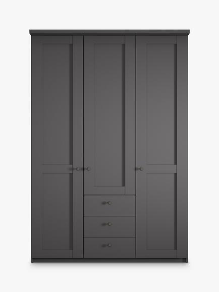 John Lewis Marlow 150cm Hinged Door Wardrobe with 3 Drawers - view 2, Graphite