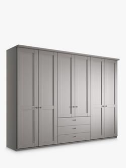 John Lewis Marlow 300cm Hinged Door Wardrobe with 3 Drawers, Pebble Grey