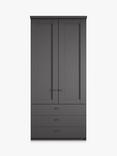 John Lewis Marlow 100cm Hinged Wardrobe with 3 Drawers, Graphite