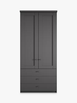 John Lewis Marlow 100cm Hinged Wardrobe with 3 Drawers - view 2, Graphite
