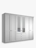 John Lewis Marlow 300cm Hinged Door Wardrobe with Mirrors & 3 Drawers, Off White