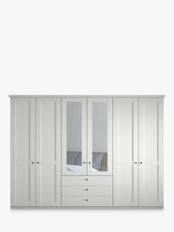John Lewis Marlow 300cm Hinged Door Wardrobe with Mirrors & 3 Drawers - view 2, White