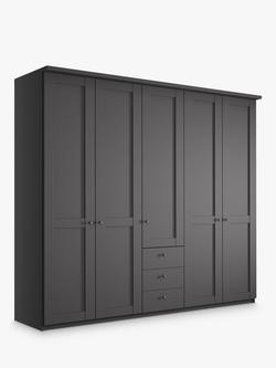 John Lewis Marlow 250cm Hinged Door Wardrobe with 3 Drawers, Graphite