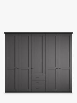 John Lewis Marlow 250cm Hinged Door Wardrobe with 3 Drawers - view 2, Graphite