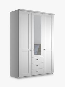 John Lewis Marlow 150cm Hinged Door Wardrobe with Mirror & 3 Drawers, White