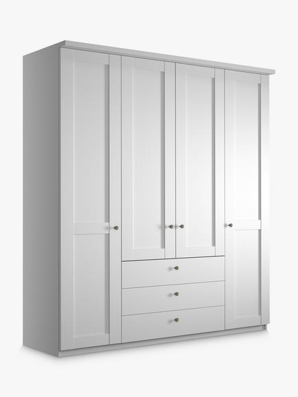 John Lewis Marlow 200cm Hinged Door Wardrobe with 3 Drawers, White