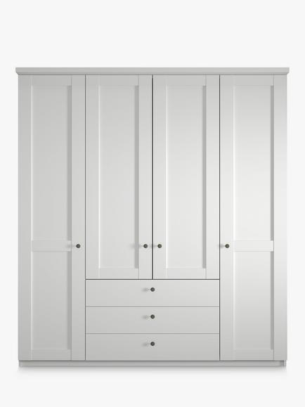 John Lewis Marlow 200cm Hinged Door Wardrobe with 3 Drawers - view 2, White