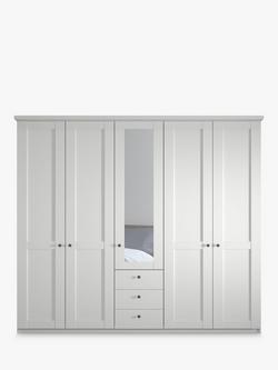 John Lewis Marlow 250cm Hinged Door Wardrobe with Mirror & 3 Drawers - view 2, White
