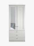 John Lewis Marlow 100cm Hinged Wardrobe with Left Mirror & 3 Drawers, Off White