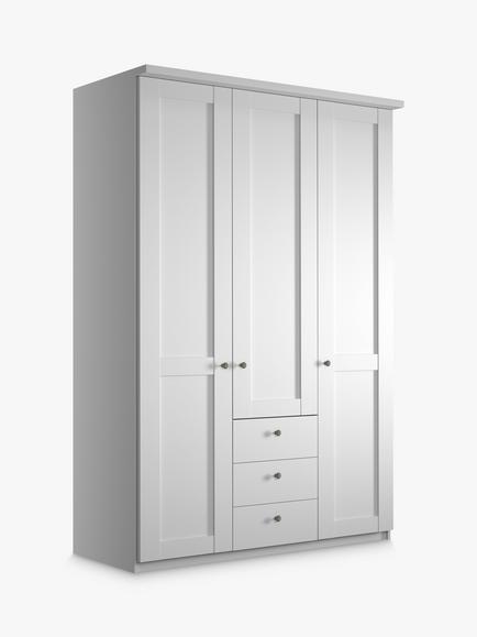 John Lewis Marlow 150cm Hinged Door Wardrobe with 3 Drawers, White
