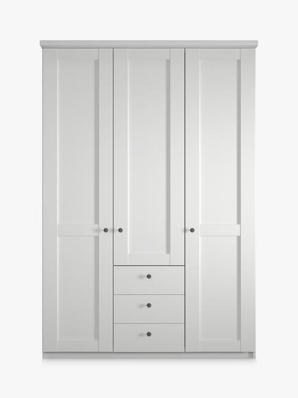 John Lewis Marlow 150cm Hinged Door Wardrobe with 3 Drawers - view 2, White