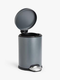 John Lewis Soft Close Bathroom Pedal Bin, 3L - view 2, Steel Grey
