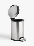 John Lewis Soft Close Bathroom Pedal Bin, 3L, Brushed Steel