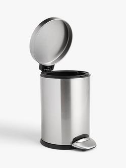 John Lewis Soft Close Bathroom Pedal Bin, 3L - view 2, Polished Silver