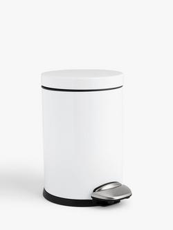 John Lewis Soft Close Bathroom Pedal Bin, 3L, White