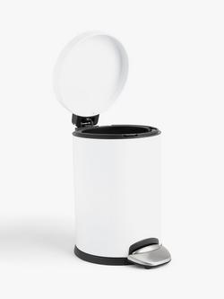 John Lewis Soft Close Bathroom Pedal Bin, 3L - view 2, White
