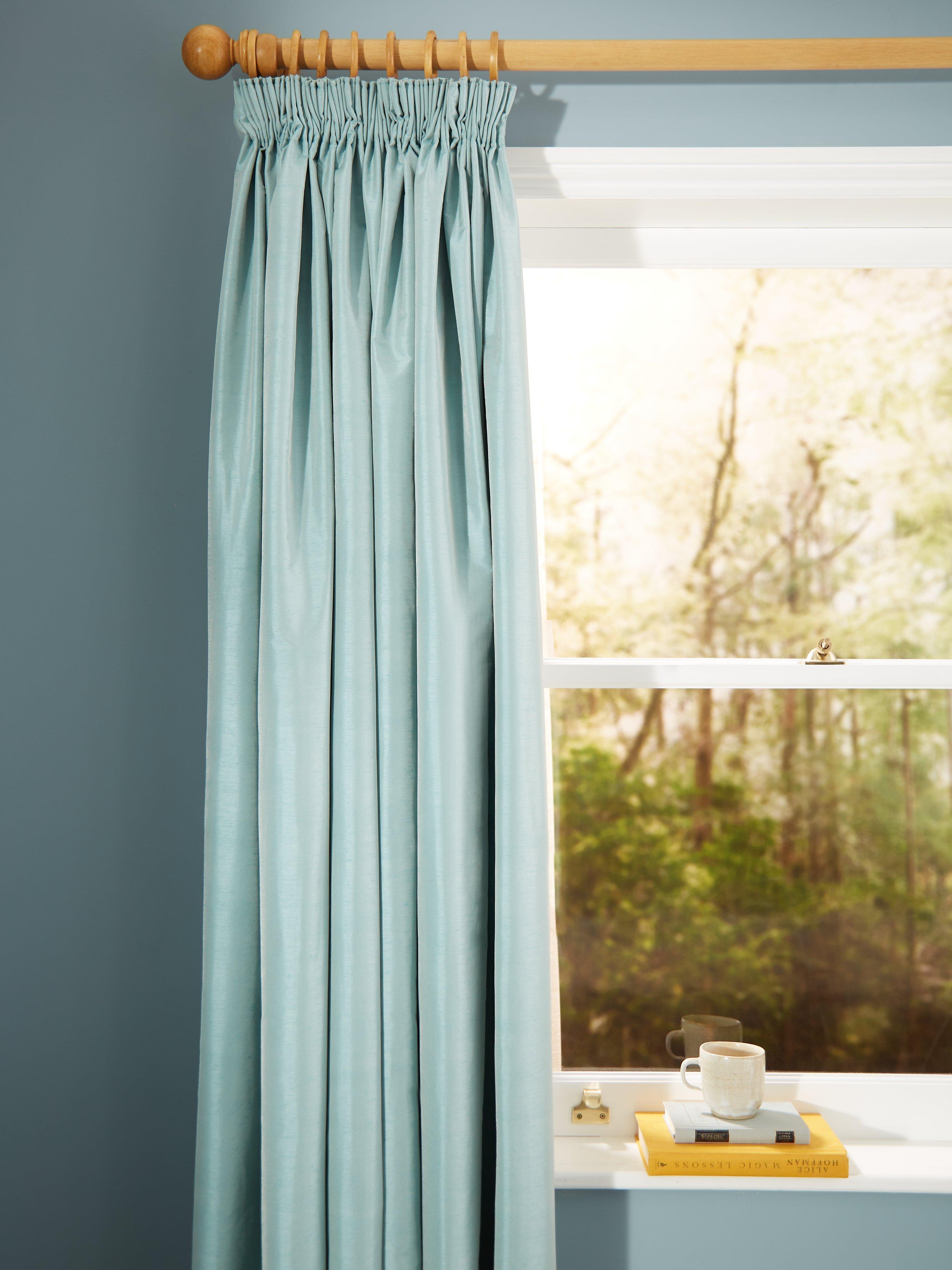 John Lewis Faux Silk Slub Pair Blackout Lined Pencil Pleat Curtains