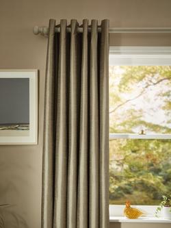 John Lewis Premium Faux Silk Slub Pair Blackout Lined Eyelet Curtains, Mocha