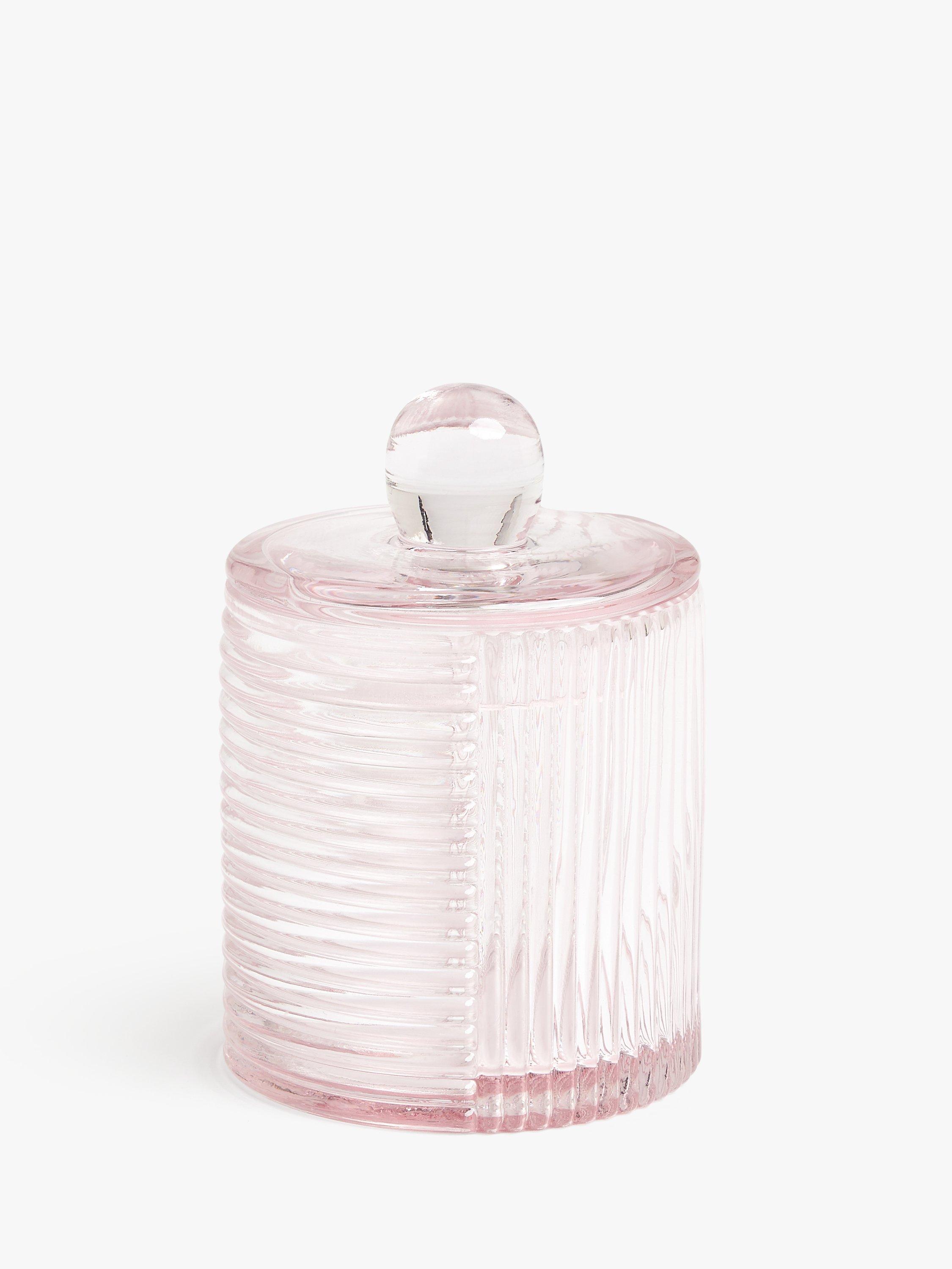 John Lewis & Partners Reeded Glass Jar, Small, Pink