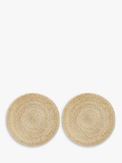 John Lewis Round Jute Placemats, Set of 2, Natural, Natural