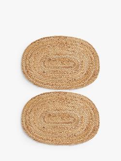 John Lewis Jute Oval Table Centrepiece Placemats, Set of 2, Natural, Natural