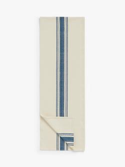 John Lewis Striped Cotton Table Runner, 250cm, Navy/Natural, Natural Base With Navy Stripe