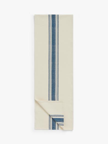 John Lewis Striped Cotton Table Runner, 250cm, Navy/Natural, Navy/Natural