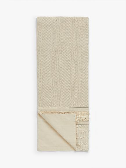 John Lewis Diamond & Chevron Pattern Table Runner, 180cm, Natural, Natural