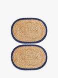 John Lewis Jute Oval Border Table Centrepiece Placemats, Set of 2, Natural/Navy