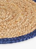 John Lewis Jute Oval Border Table Centrepiece Placemats, Set of 2, Natural/Navy