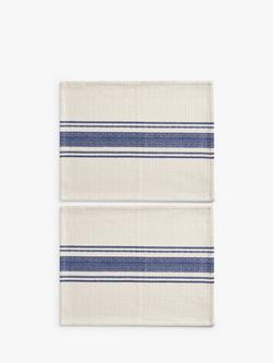 John Lewis Striped Cotton Placemats, Set of 2, Navy/Natural, Navy