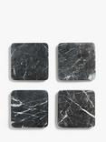 John Lewis Black Marquina Marble Square Coasters, Set of 4, Black