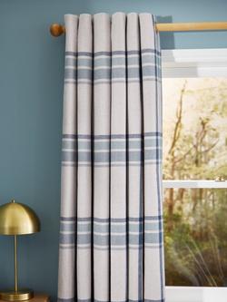 John Lewis Afton Check Weave Pair Dimout/Thermal Lined Eyelet Curtains, Navy