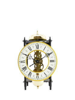 Acctim Alcester Mechanical Table Clock, 22cm, Black/Brass, Black/Brass